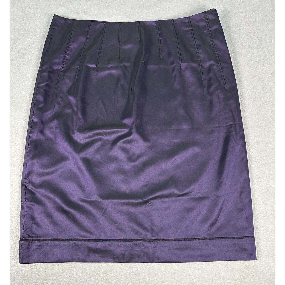 HUGO Hugo Boss Satin Pencil Purple Skirt Sz 42 Office Siren Vampy Gothic